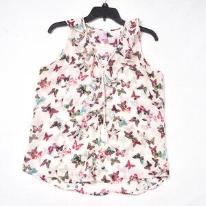 No Boundaries Butterfly Women's Sheer Blouse V Neck Size Large 11-13